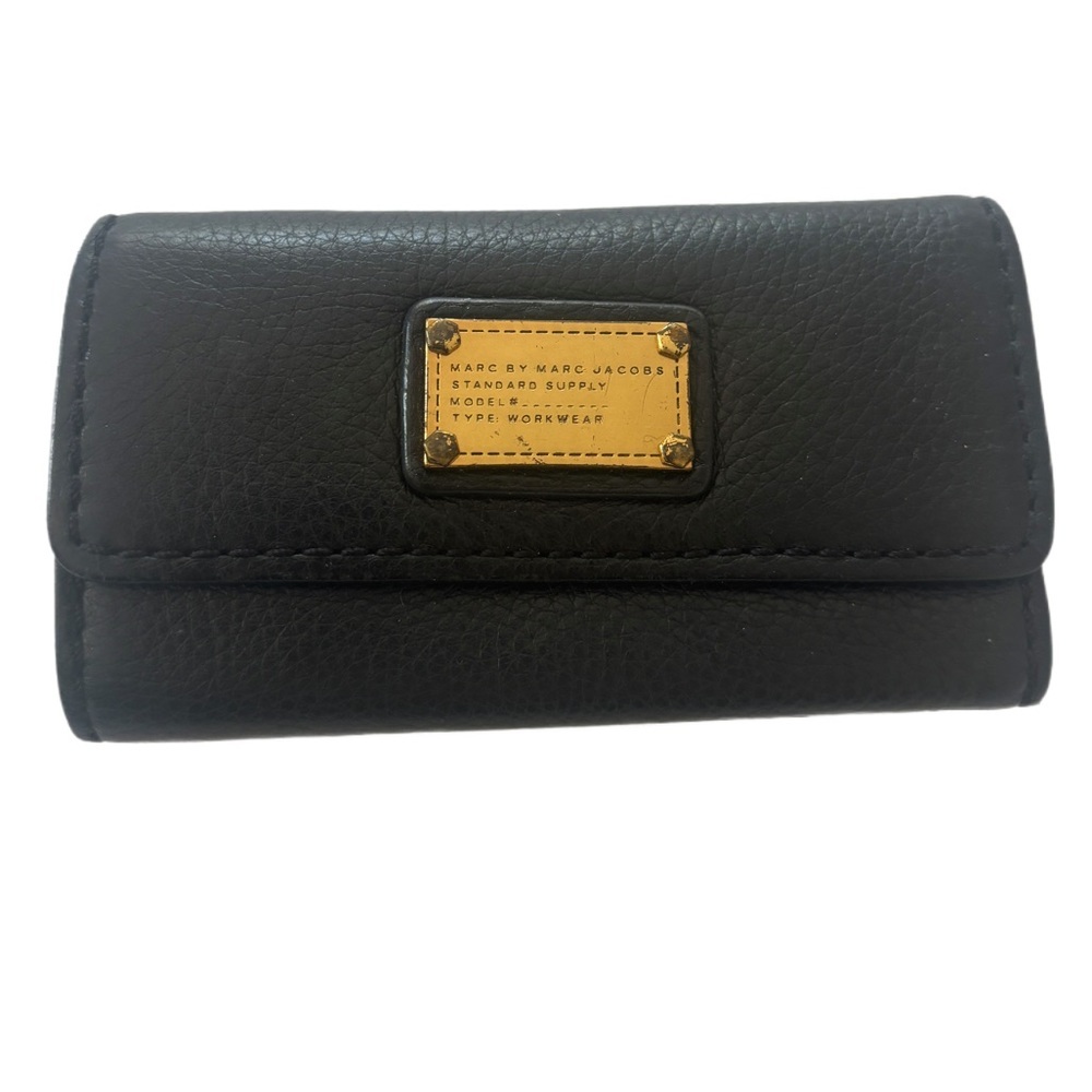 Mark Jacobs Trifold Y2K Vintage Black And Gold Leather Wallet